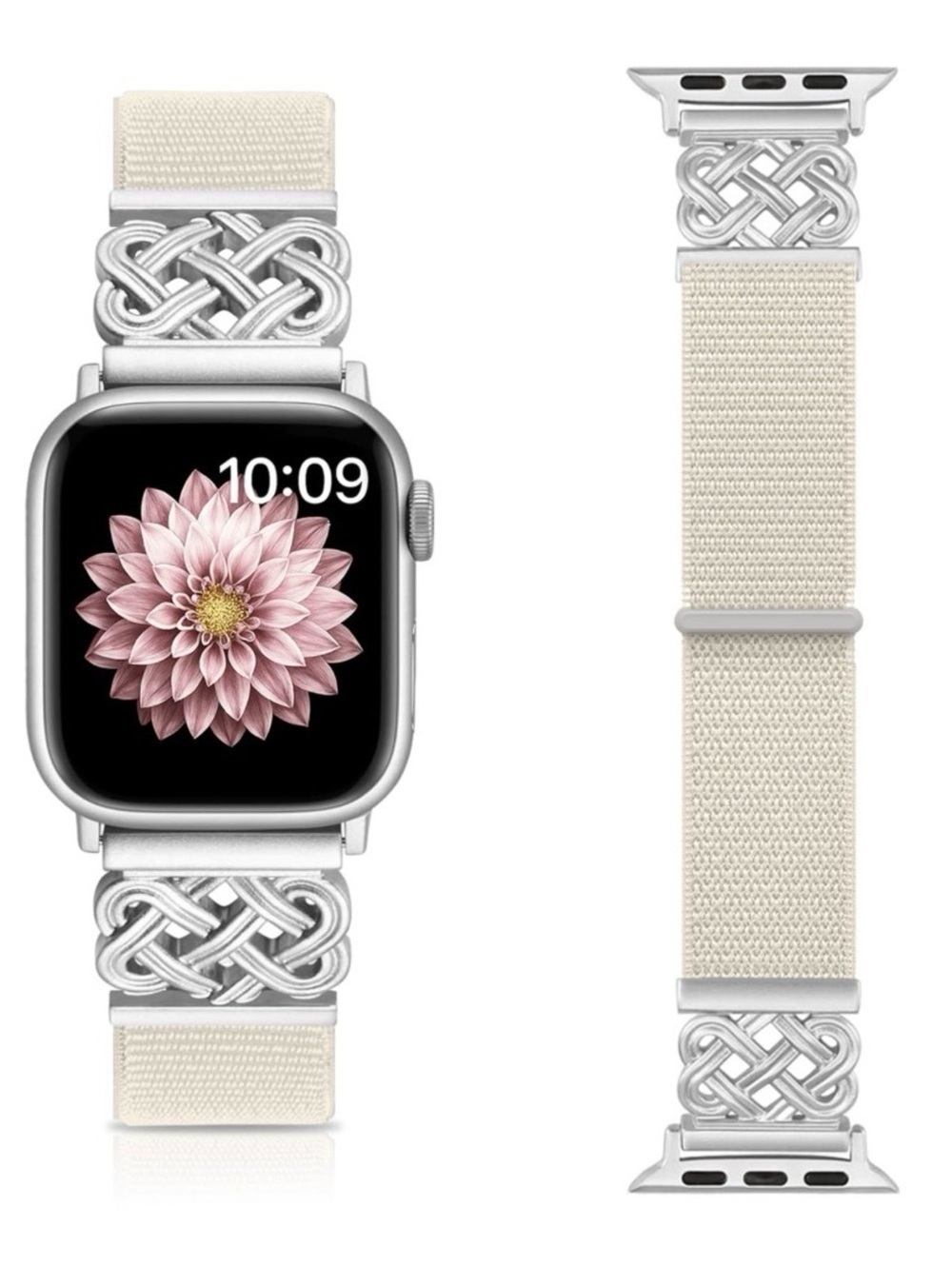Woven Watch Band with Silver Celtic Metal Accents (Various Colors)
